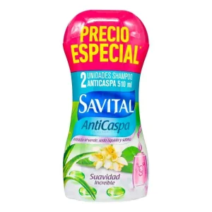 2 SHAMPOO SAVITAL ANTICASPA TE Y SEDA 510 ML