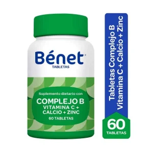 BENET COMPLEJO B + VIT C + CALCIO 60 TABLETAS
