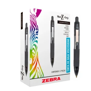 Bolígrafo Mini Z Grip, Zebra, Tinta Negra, Punto Mediano 1.0 Mm, Con 12 Piezas