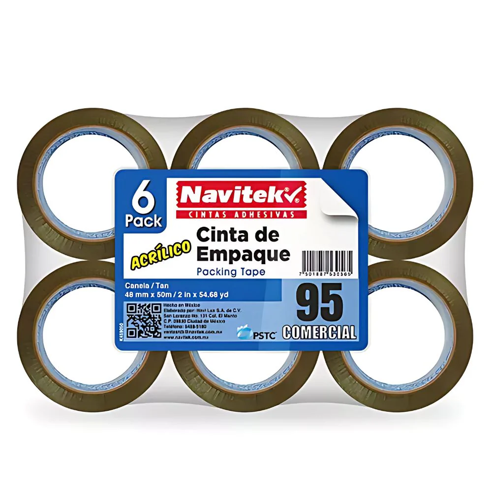 Cinta de Empaque Navitek Uso 95 Canela 48mm x 50m | 6 Piezas