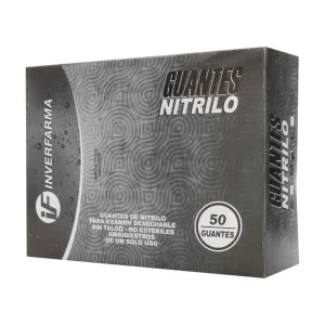 GUANTE NITRILO INVERFARMA NEGRO TALLA M CAJA X 50 UDS