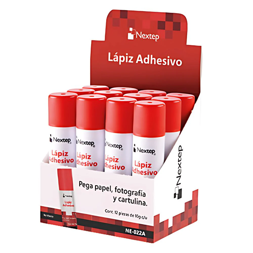 Lápiz Adhesivo Nextep 10g – Caja con 12 Piezas – No Tóxico