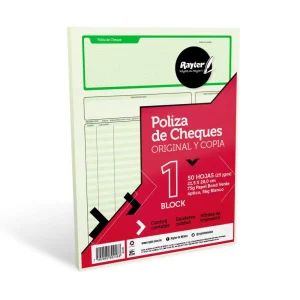 Poliza de cheques tamaño carta rayter