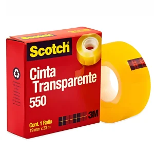 Cinta Adhesiva Scotch 550 Transparente | 19mm x 33m, Uso Oficina