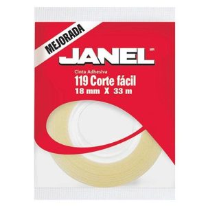 Cinta Adhesiva Janel 119 Transparente | 18 mm x 33 m | Corte Fácil
