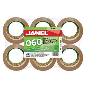 Cinta de Empaque Canela Janel 48mm x 150m – Pack de 6 Piezas (Mod. 060)