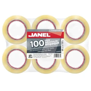 Cinta de Empaque Transparente Janel | 48mm x 150m | Caja c/6 Piezas