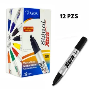 Marcador Permanente Azor Signal Xtra | Punta Cincel 6 mm | Caja con 12