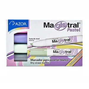 Marcador Magistral Didáctico Punta Cincel 6 Mm Colores Pastel Con 4 Pzas 8354P